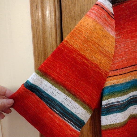 Vintage Peck & Peck XL Striped Scoop Neck Cuffed Sleeve Shirttail Hem USA - Picture 3 of 11